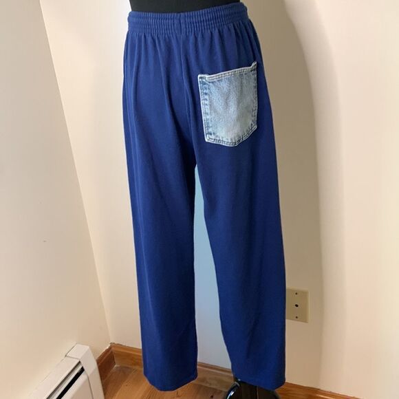 Y2K Fruit Of the Loom high rise Retro Navy Sweatpants & Denim Pocket size Med - Picture 4 of 15